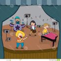 HD Cartoon Children Band Playing Concert Stage School Fair Create Vector  Photos
