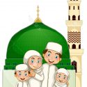 HD  Muslim Family With Islamic Temple Stock Vector Cartoon Image