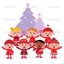Unique  Cute Multicultural Caroling Children Christmas Tree File Free